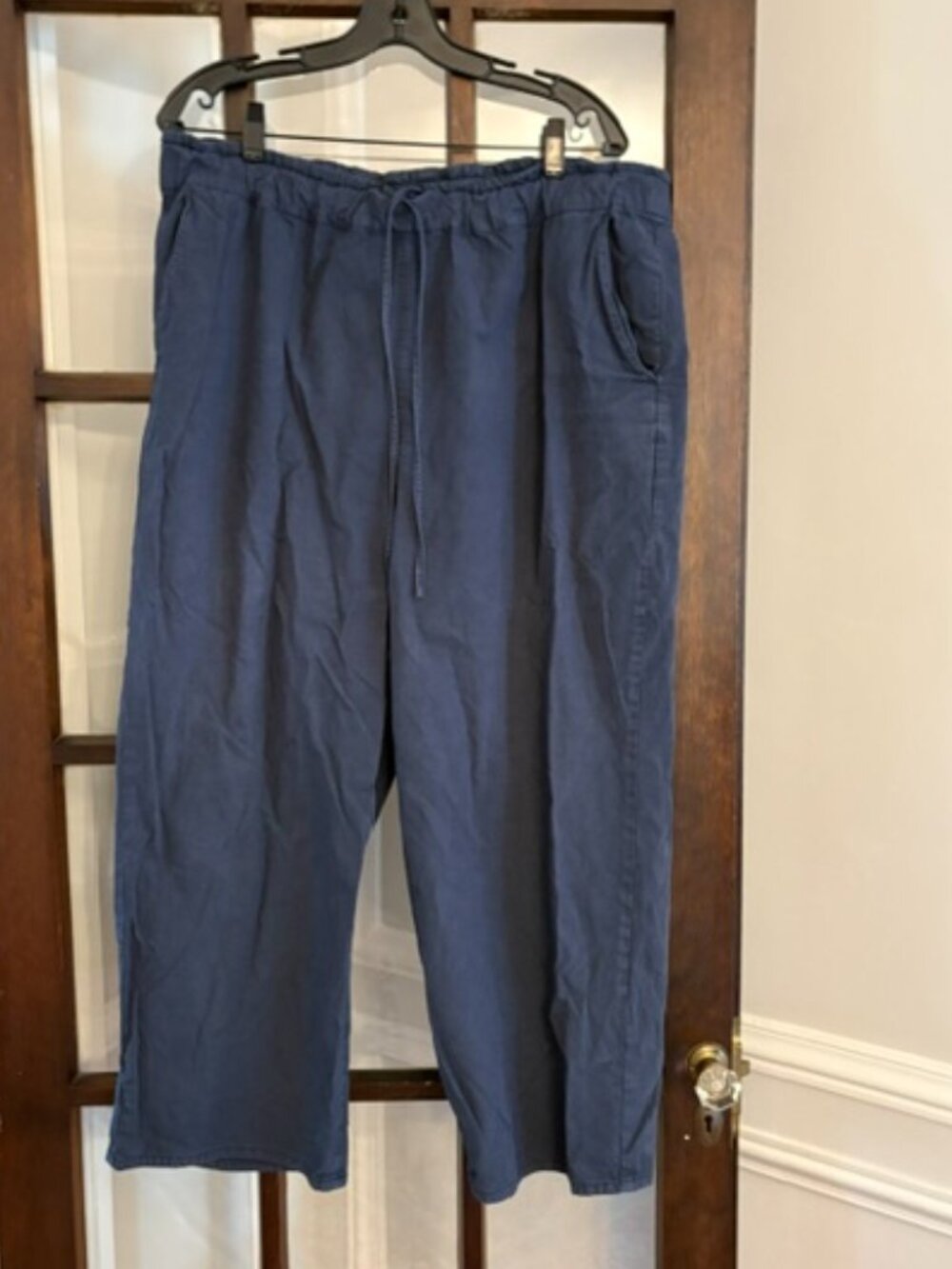 J.Crew Navy Linen-Blend Wide-Leg Pants, Size XL